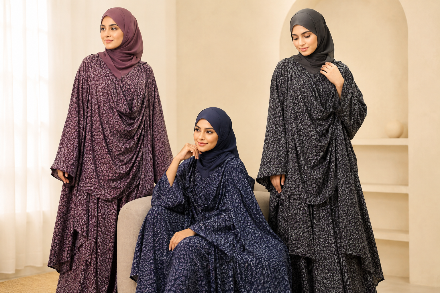 premium floral print khimar